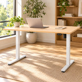 Birou Reglabil Electric SmartAdjust, Blat Crem 120 x 80 cm, Cadru Alb cu Latime Reglabila, 1 Motor, Controler Sus/Jos, Nou