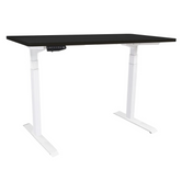 Birou reglabil pe inaltime electric IntelliDesk, inaltime reglabila, blat negru 140x70 cm, cadru alb, 2 motoare, controler digital cu memorie, sistem anticoliziune, nou