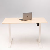 Birou reglaj electric SmartAdjust, inaltime 71-121cm, blat crem 140x70 cm, cadru alb, controler sus/jos, nou