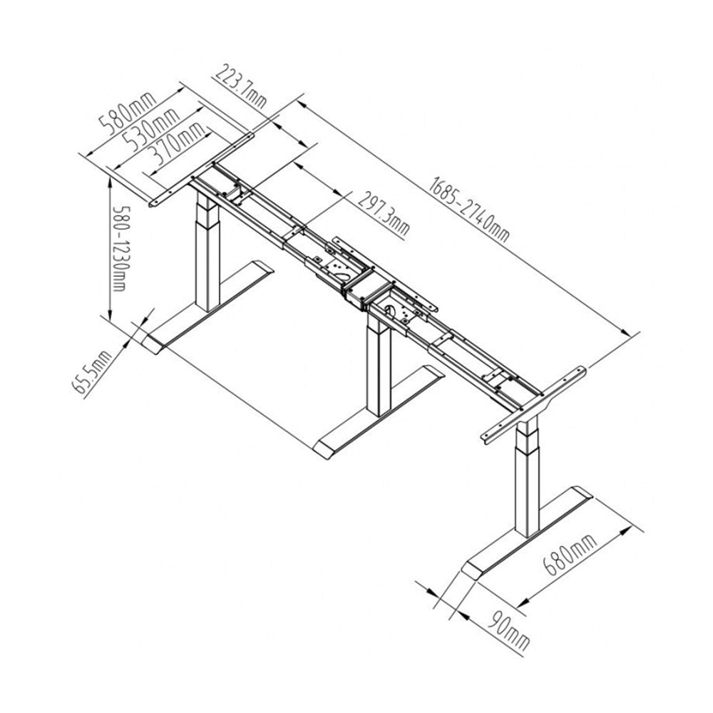 Cadru Triple-Motion birou electric, inaltime maxima 126cm, 3 motoare, 3 optiuni de montare, controler memorie cu afisaj digital, greutate suportata 150kg, nou