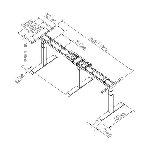 Cadru Triple-Motion birou electric, inaltime maxima 126cm, 3 motoare, 3 optiuni de montare, controler memorie cu afisaj digital, greutate suportata 150kg, nou