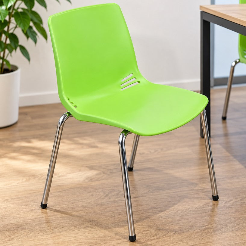 Scaun din Plastic Verde - Practic si Usor de Intretinut, pentru Birou, Cantina sau Evenimente