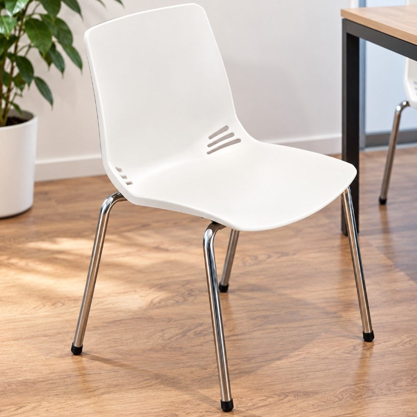 Scaun din Plastic Alb - Practic si Usor de Intretinut, pentru Birou, Cantina sau Evenimente
