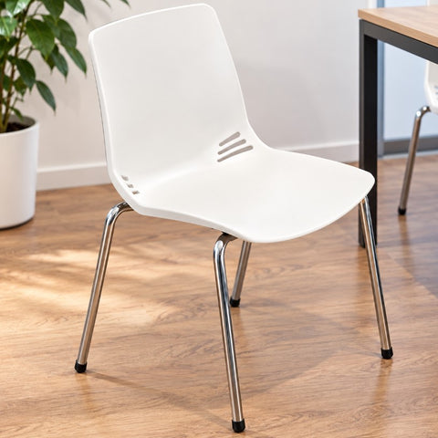 Scaun din Plastic Alb - Practic si Usor de Intretinut, pentru Birou, Cantina sau Evenimente