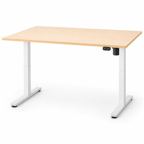 Birou Reglabil Electric SmartAdjust, Blat Crem 120 x 80 cm, Cadru Alb cu Latime Reglabila, 1 Motor, Controler Sus/Jos, Nou
