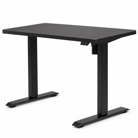 Birou Reglabil Electric SmartAdjust, Blat Negru 120 x 70 cm cu Margini Rotunjite si Profil Gros, Cadru Negru cu Latime Reglabila, 1 Motor, Nou