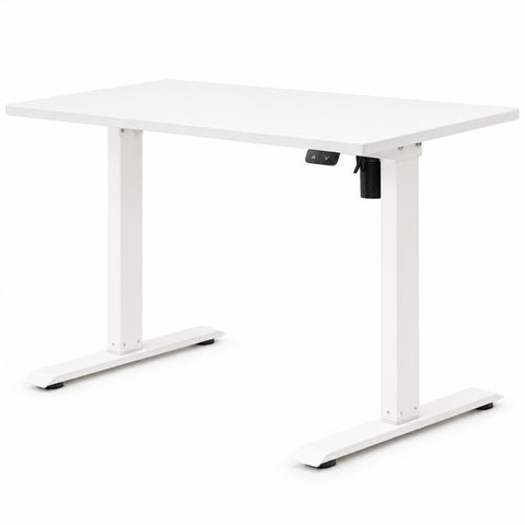 Birou Reglabil Electric SmartAdjust, Blat Alb 120 x 70 cm, Cadru Alb cu Latime Reglabila, 1 Motor, Controler Sus/Jos, Nou
