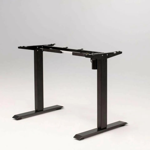 Birou Reglabil Electric SmartAdjust, Blat Negru 120 x 70 cm cu Margini Rotunjite si Profil Gros, Cadru Negru cu Latime Reglabila, 1 Motor, Nou