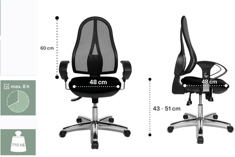 Scaun ergonomic Topstar Blue, spatar mesh negru - second hand