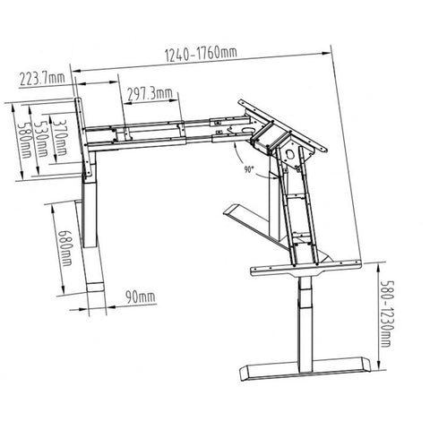 Cadru Triple-Motion birou electric, inaltime maxima 126cm, 3 motoare, 3 optiuni de montare, controler memorie cu afisaj digital, greutate suportata 150kg, nou