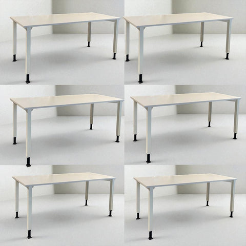 Lot 6 Mese de Birou Blaha Office Desk - Model Alb, 120x80 cm, Înălțime Ajustabilă - Second Hand