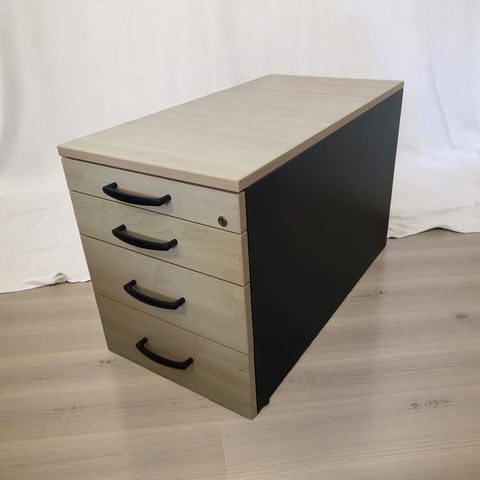 Set Rollbox + Birou Techo artar dimensiuni 100x80 cm, separator frontal, cadru metalic gri - second hand