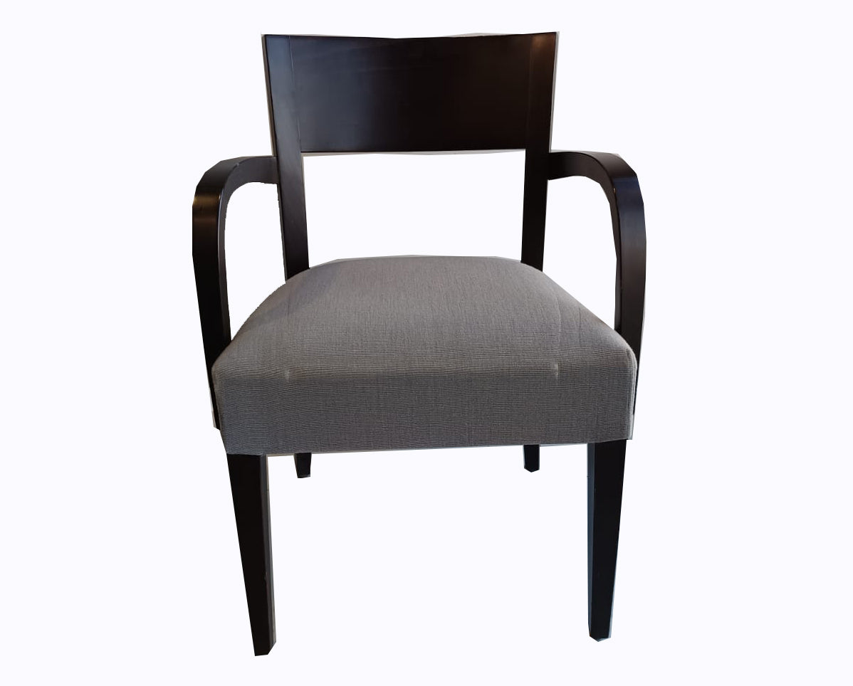 Scaun Prestige lemn maro, tapiserie gri - second hand