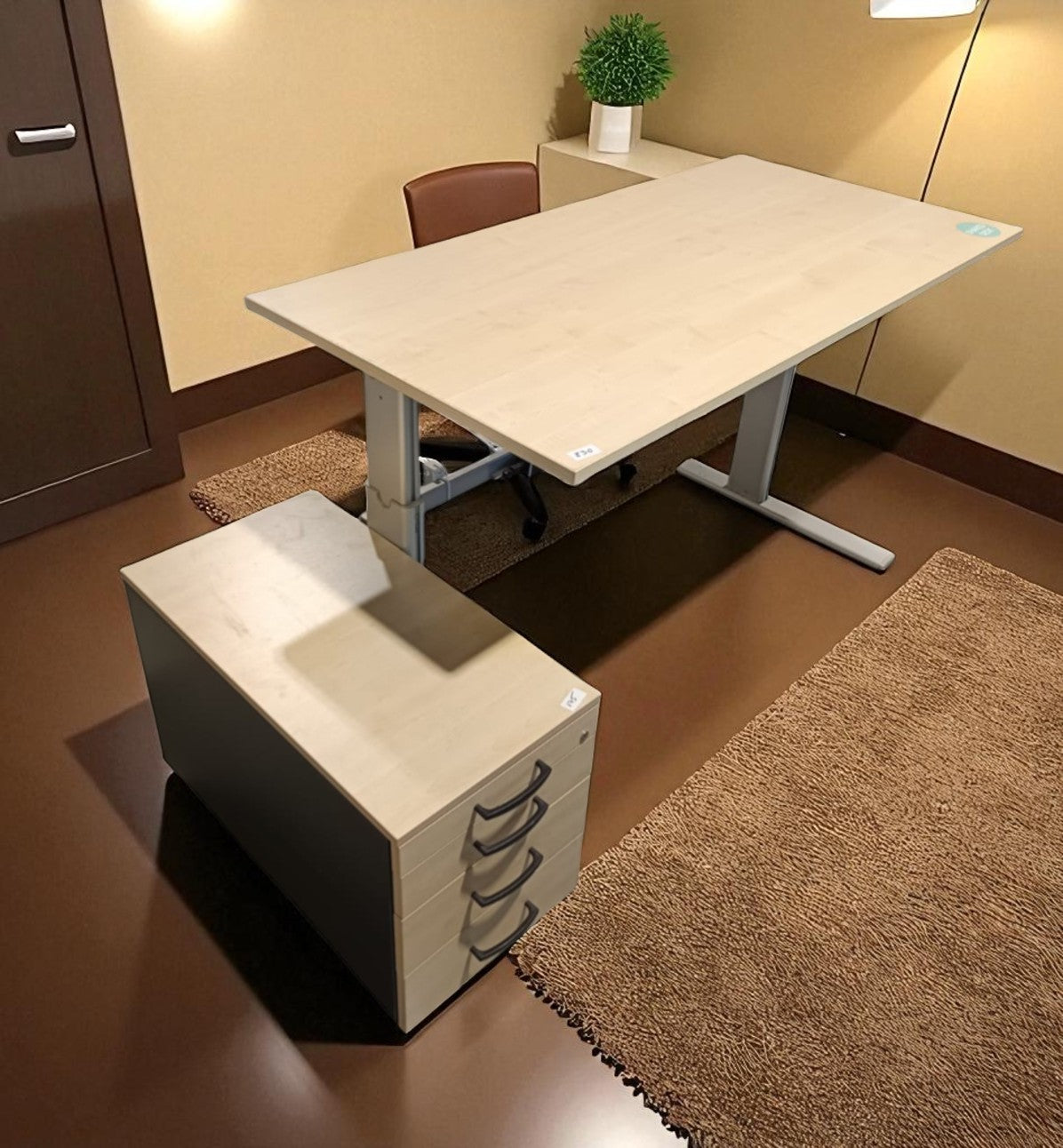 Set Office ARȚAR - Birou electric Vielhauer 160x80 cm PLUS Rollbox 4 sertare, 48 cm x 41 cm x 80 – second hand