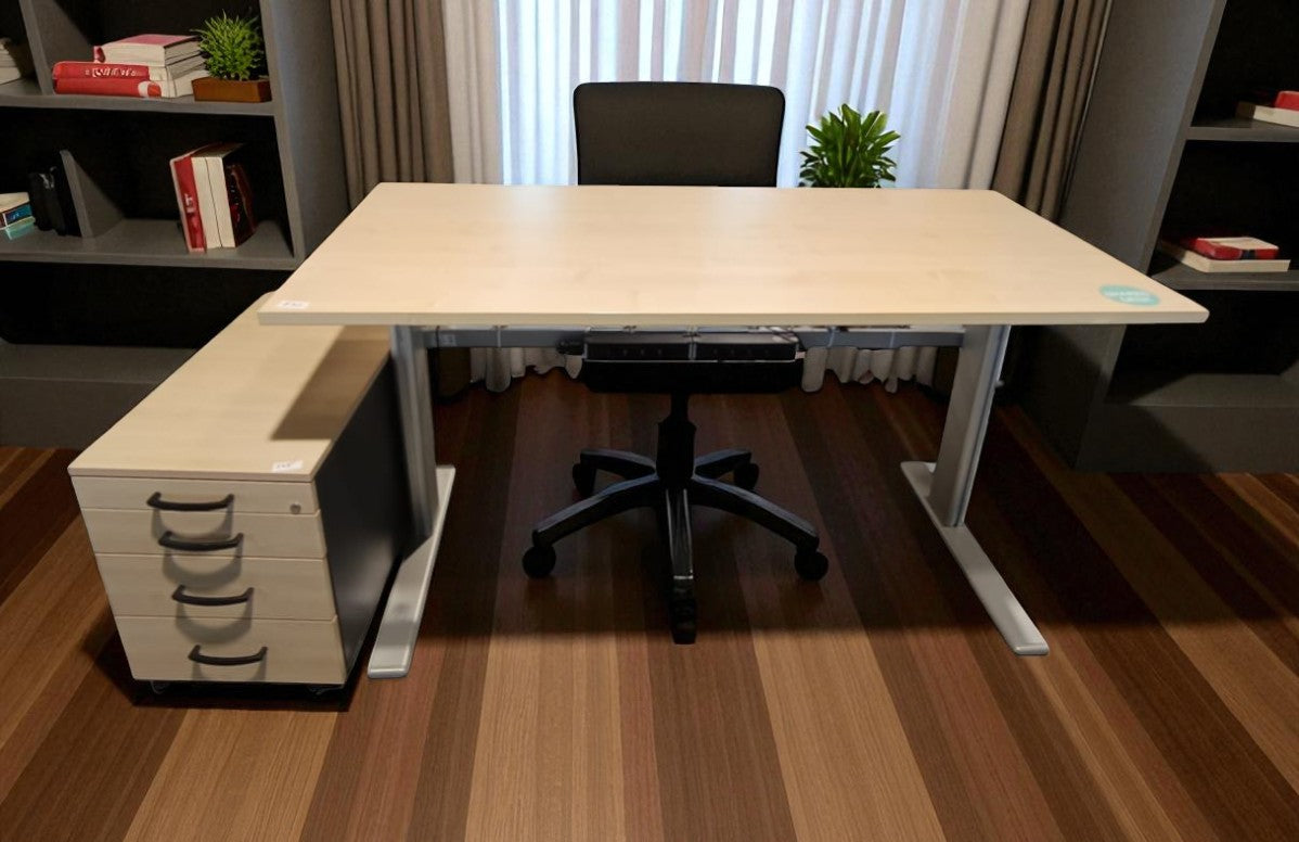 Set Office ARȚAR - Birou electric Vielhauer 160x80 cm PLUS Rollbox 4 sertare, 48 cm x 41 cm x 80 – second hand