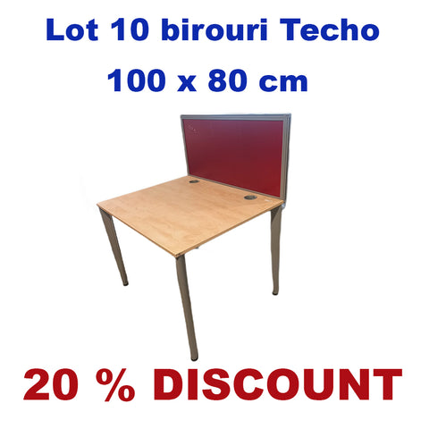 Lot 10 birouri Techo artar dimensiuni 100x80 cm, separator frontal, cadru metalic gri - second hand