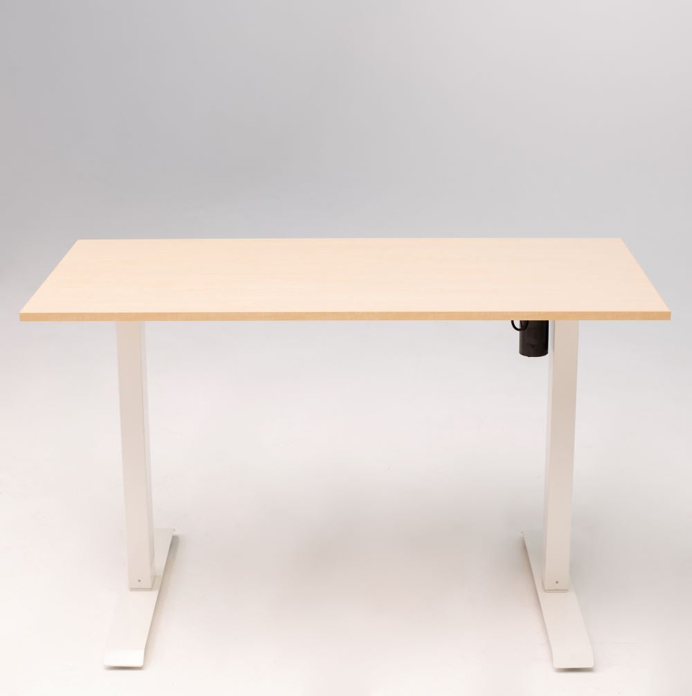 Birou reglabil electric SmartAdjust, inaltime reglabila, blat crem 140x70 cm, cadru alb, controler sus/jos, 1 motor, nou