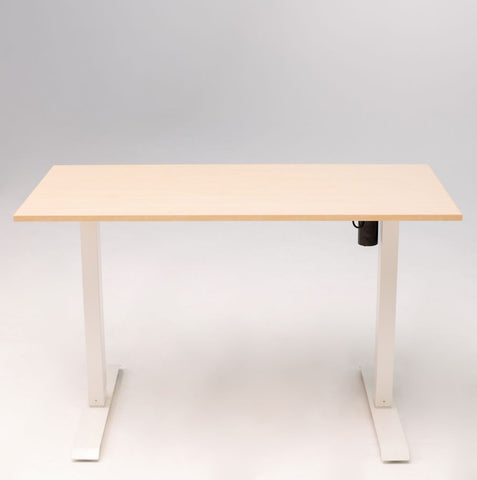 Birou reglabil electric SmartAdjust, inaltime reglabila, blat crem 140x70 cm, cadru alb, controler sus/jos, 1 motor, nou