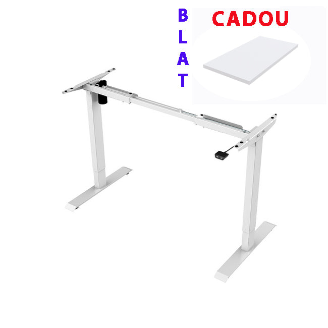 Cadru de birou electric alb 1 motor, NOU SmartAdjust controler sus/jos+blat 120x80cm SecondHand CADOU