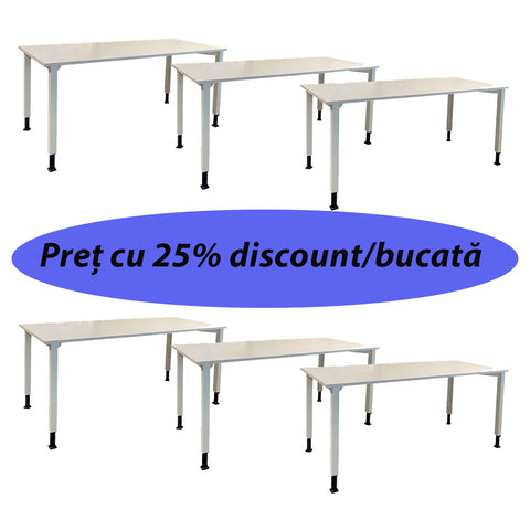 Lot 6 Mese de Birou Blaha Office Desk - Model Alb, 120x80 cm, Înălțime Ajustabilă - Second Hand