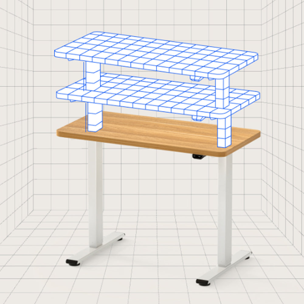 Birou reglabil electric SmartAdjust, inaltime reglabila, blat crem 160x80 cm, cadru alb, controler sus/jos, latime ajustabila, nou