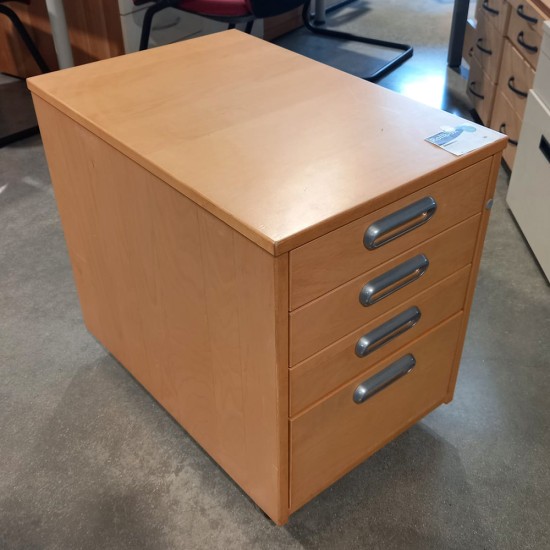 Rollbox lemn, crem inchis, 4 sertare, dimensiuni 44x60x66 cm - second hand